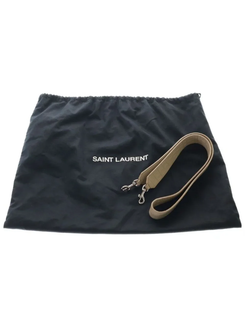 Saint Laurent Paris Baby Downtown Cabas 2-Way Shoulder Bag Beige Leather Silver